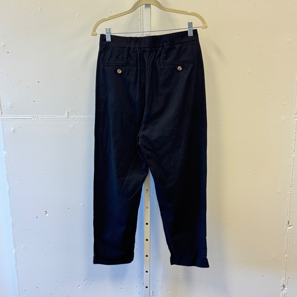 MABLE Black Pleated High Waist Crossover Tapered Cropped Pants MP6040 Small - Picture 2 of 8